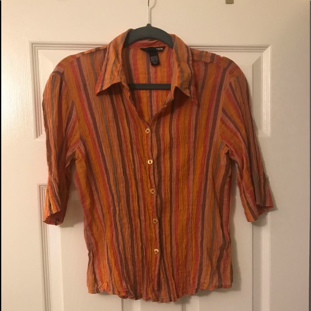 CROPPED BUTTON DOWN BRIGHT TOP